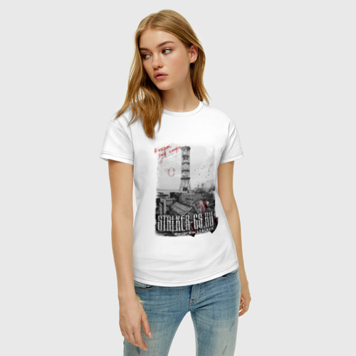 Женская футболка хлопок stalker-cs.ru, цвет белый - фото 3