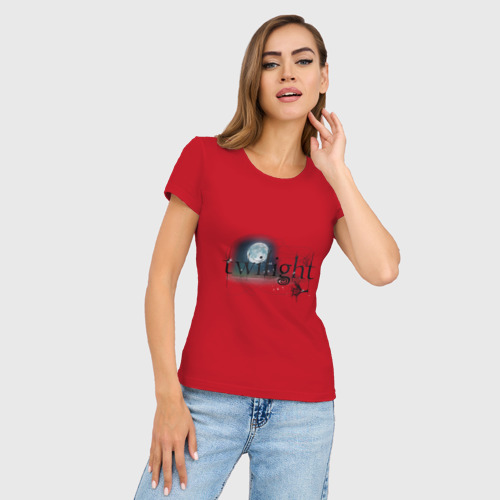 Женская футболка хлопок Slim Сумерки 2, цвет красный - фото 3
