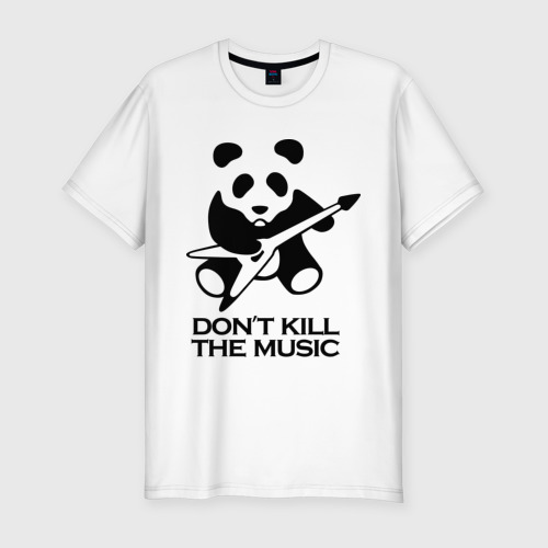 Мужская приталенная футболка из хлопка с принтом Don't Kill The Music, вид спереди №1