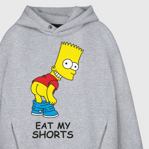 Мужское худи Oversize хлопок Eat my shorts, цвет меланж - фото 4