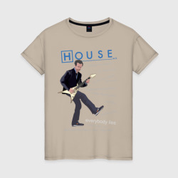 Женская футболка хлопок Доктор Хаус с гитарой