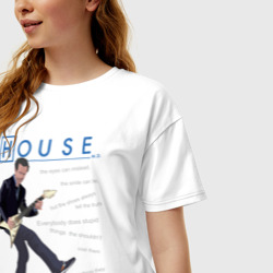 Женская футболка хлопок Oversize Доктор Хаус с гитарой - фото 2