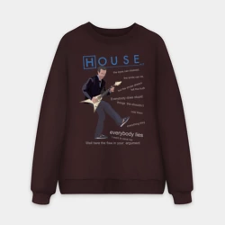 Мужской свитшот oversize без начеса хлопок Доктор Хаус с гитарой