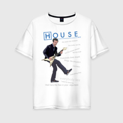 Женская футболка хлопок Oversize Доктор Хаус с гитарой