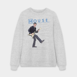 Мужской свитшот oversize без начеса хлопок Доктор Хаус с гитарой