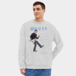 Мужской свитшот oversize без начеса хлопок Доктор Хаус с гитарой - фото 2