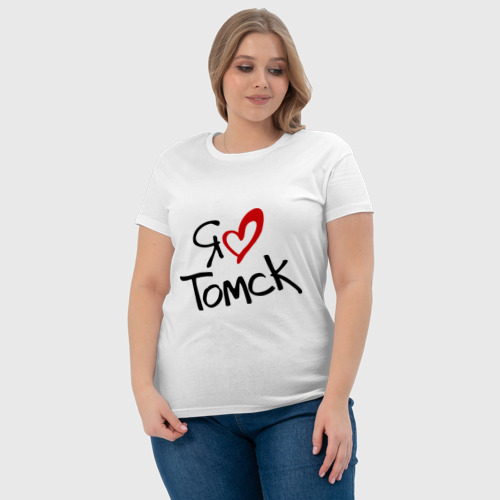 Женская футболка хлопок Я люблю Томск, цвет белый - фото 6