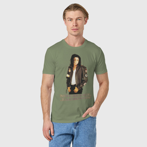 Мужская футболка хлопок Michael Jackson 4, цвет авокадо - фото 3