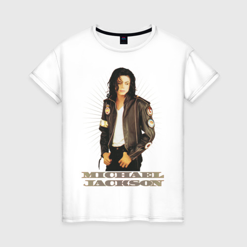 Женская футболка из хлопка с принтом Michael Jackson 4, вид спереди №1