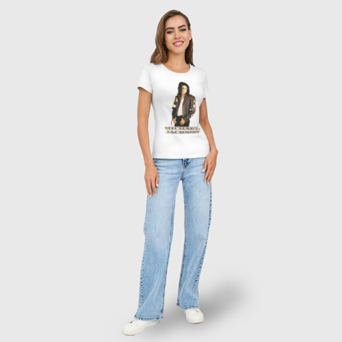 Женская футболка хлопок Slim Michael Jackson 4, цвет белый - фото 5