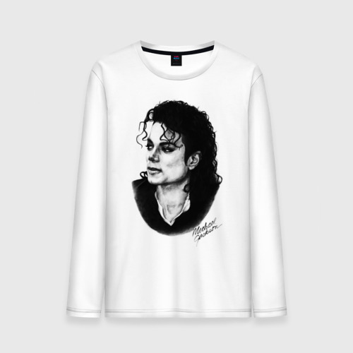 Мужской лонгслив хлопок Michael Jackson 6, цвет белый