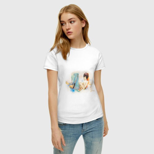 Женская футболка хлопок Death Note-L, цвет белый - фото 3
