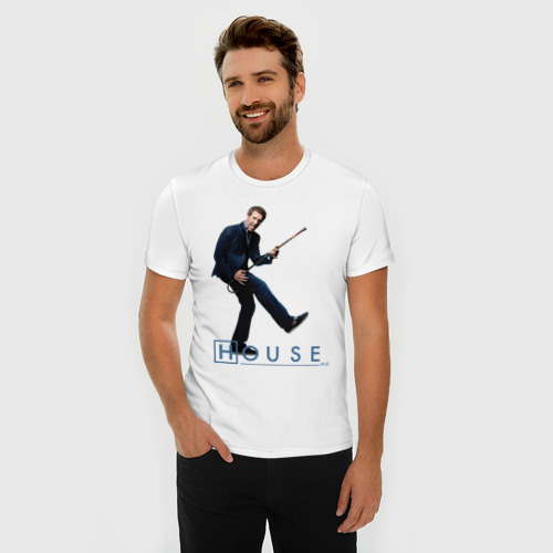Мужская футболка хлопок Slim House 2, цвет белый - фото 3