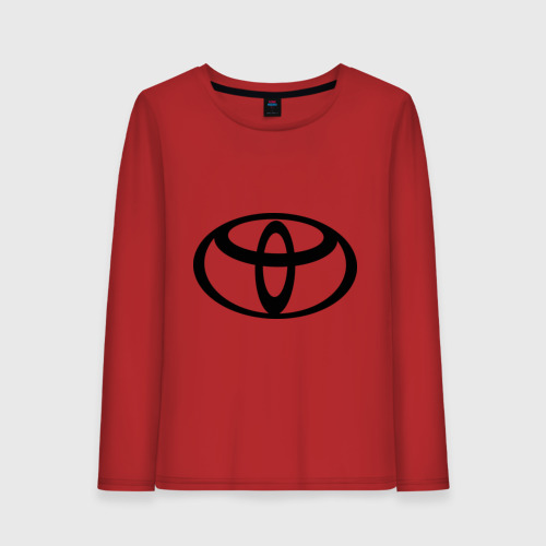 Женский лонгслив хлопок Toyota black logo, цвет красный