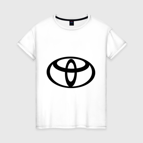 Женская футболка хлопок Toyota black logo, цвет белый