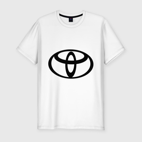 Мужская футболка хлопок Slim Toyota black logo, цвет белый