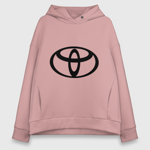 Женское худи Oversize хлопок Toyota black logo, цвет пыльно-розовый
