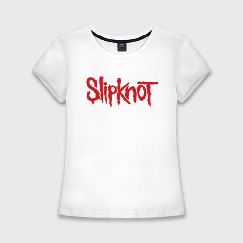 Женская футболка хлопок Slim Slipknot 1, цвет белый