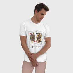 Мужская пижама с белой футболкой хлопок Bitches - фото 2