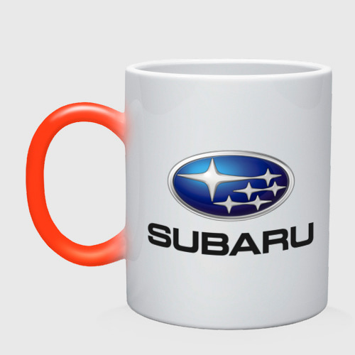 Кружка хамелеон Subaru, цвет белый + красный