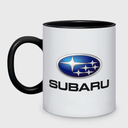 Кружка двухцветная Subaru, цвет белый + черный