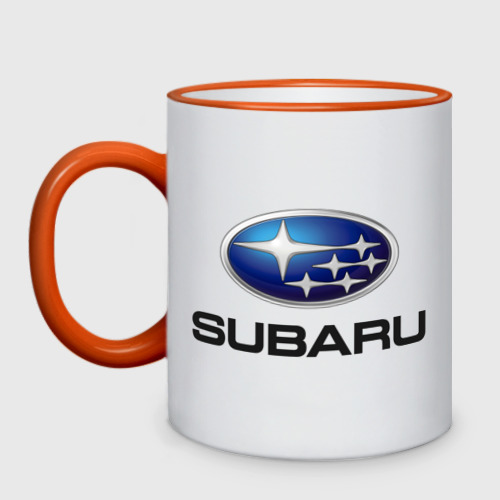 Кружка двухцветная Subaru, цвет Кант оранжевый