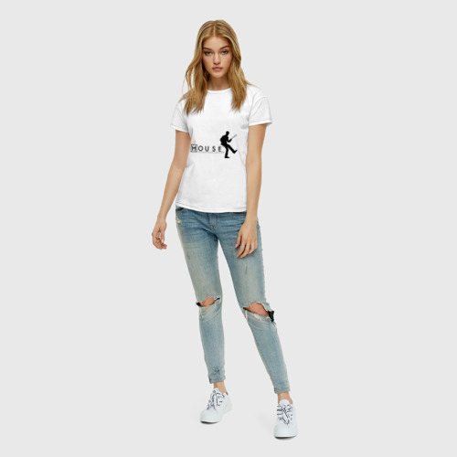 Женская футболка хлопок Хаус скачет Rock and Roll, цвет белый - фото 5