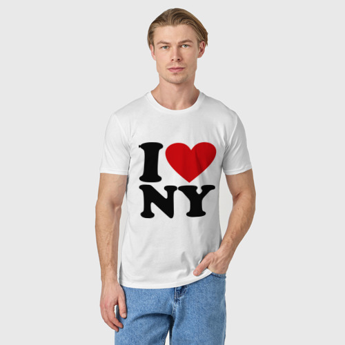 Мужская футболка хлопок I love NY, цвет белый - фото 3