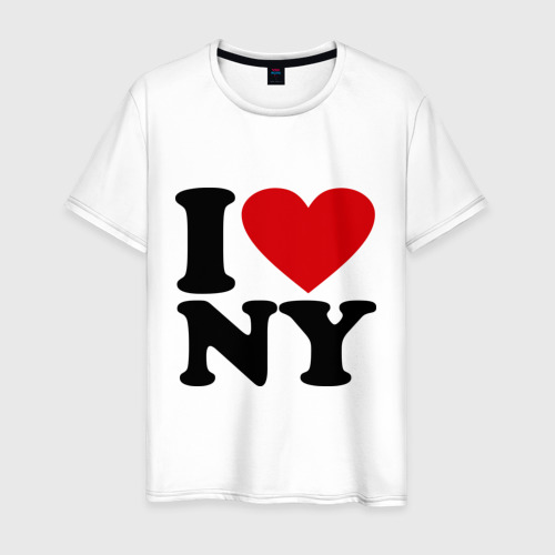 Мужская футболка хлопок I love NY, цвет белый