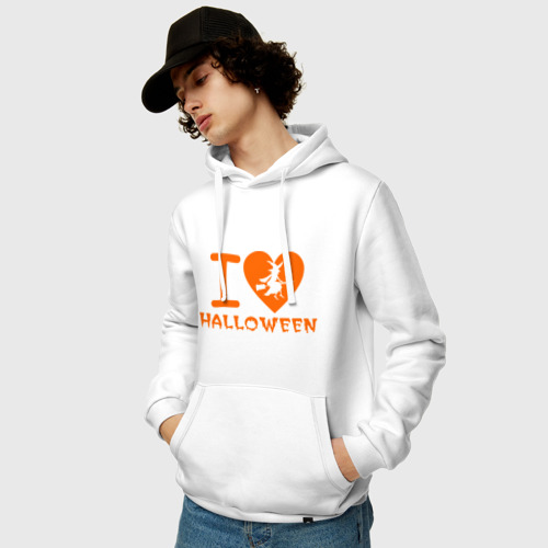 Мужская толстовка хлопок I Love Halloween, цвет белый - фото 3