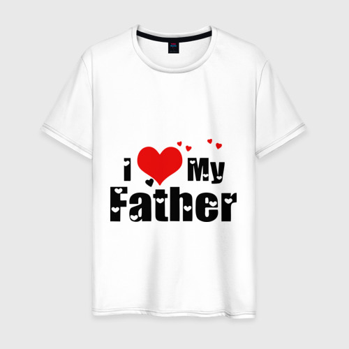 Мужская футболка хлопок I love my father, цвет белый