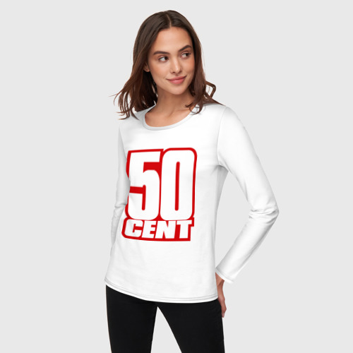 Женский лонгслив хлопок 50 cent, цвет белый - фото 3