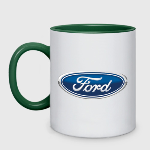 Кружка двухцветная Ford, цвет белый + зеленый