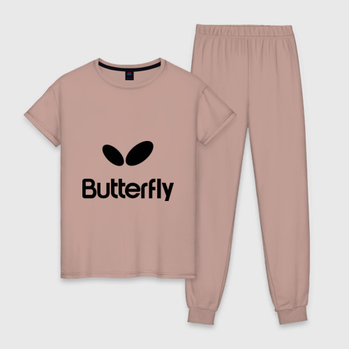 Женская пижама хлопок Butterfly, цвет пыльно-розовый