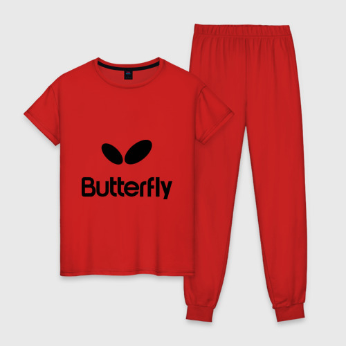 Женская пижама хлопок Butterfly, цвет красный