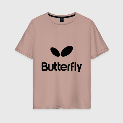 Женская футболка хлопок Oversize Butterfly, цвет пыльно-розовый