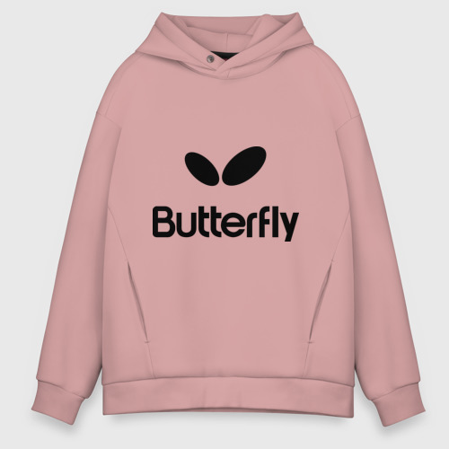 Мужское худи Oversize хлопок Butterfly, цвет пыльно-розовый