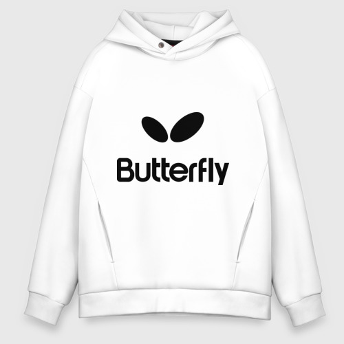 Мужское худи Oversize хлопок Butterfly, цвет белый