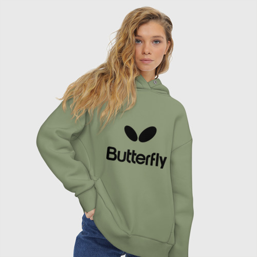Женское худи Oversize хлопок Butterfly, цвет авокадо - фото 4