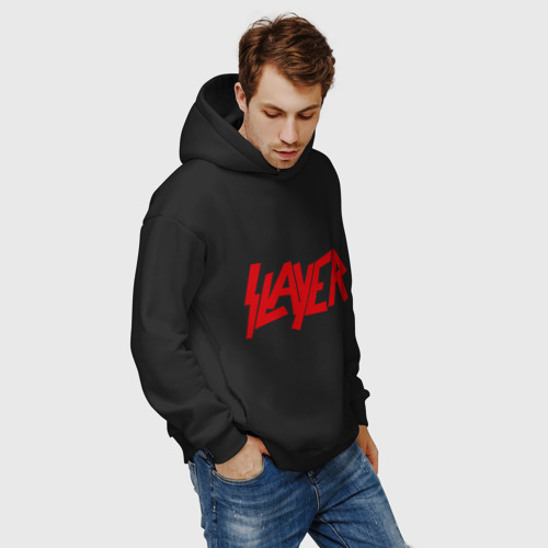 Мужское худи Oversize хлопок Slayer, цвет черный - фото 7