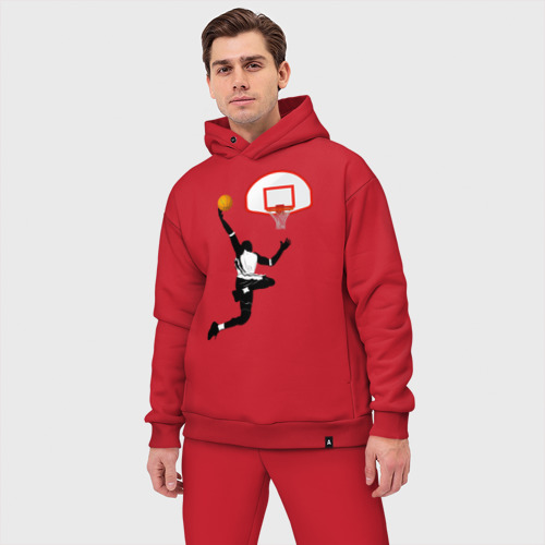 Мужской костюм oversize хлопок Карим Абдул-Джаббар: баскетболист NBA, цвет красный - фото 3
