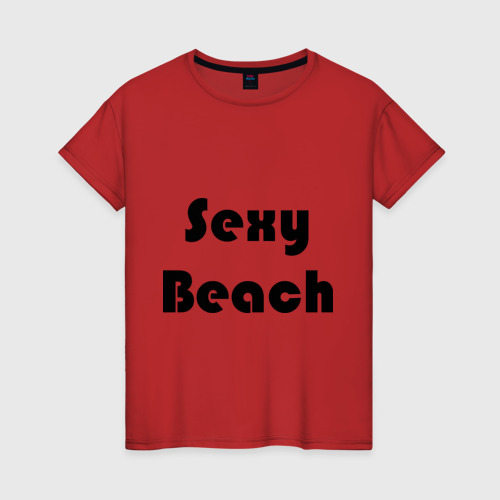 Женская футболка хлопок Sexy Beach, цвет красный