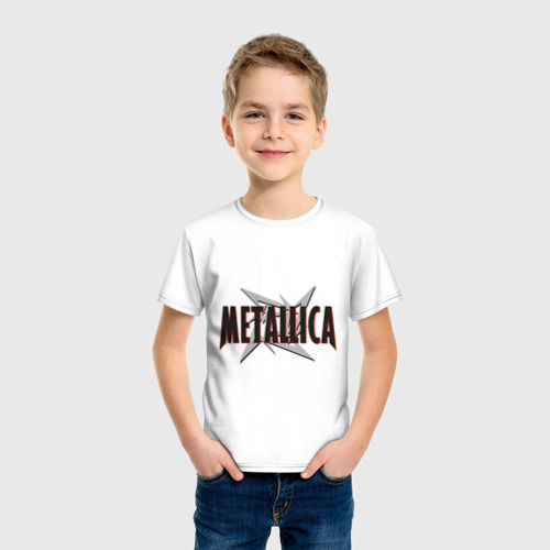 Детская футболка хлопок Металлика, цвет белый - фото 3