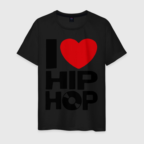 Мужская футболка хлопок I love Hip Hop, цвет черный