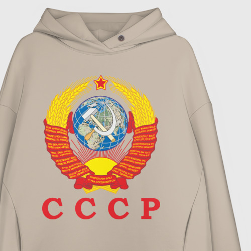 Женское худи Oversize хлопок USSR, цвет миндальный - фото 3