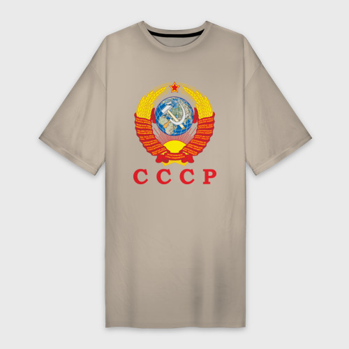 Платье-футболка хлопок USSR, цвет миндальный