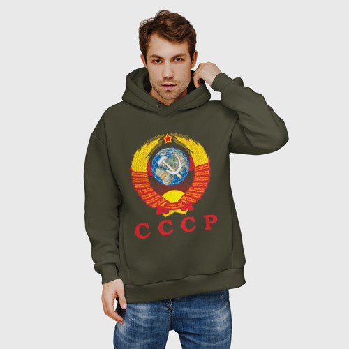 Мужское худи Oversize хлопок USSR, цвет хаки - фото 3