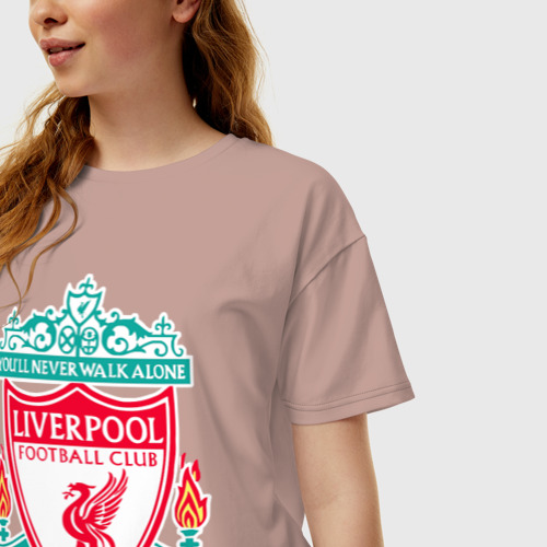 Женская футболка хлопок Oversize с принтом Liverpool, фото на моделе #1
