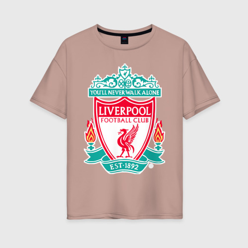 Женская футболка хлопок Oversize с принтом Liverpool, вид спереди #2