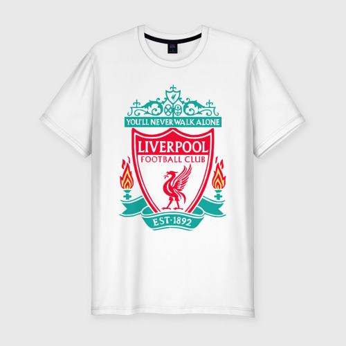 Мужская приталенная футболка из хлопка с принтом Liverpool, вид спереди №1